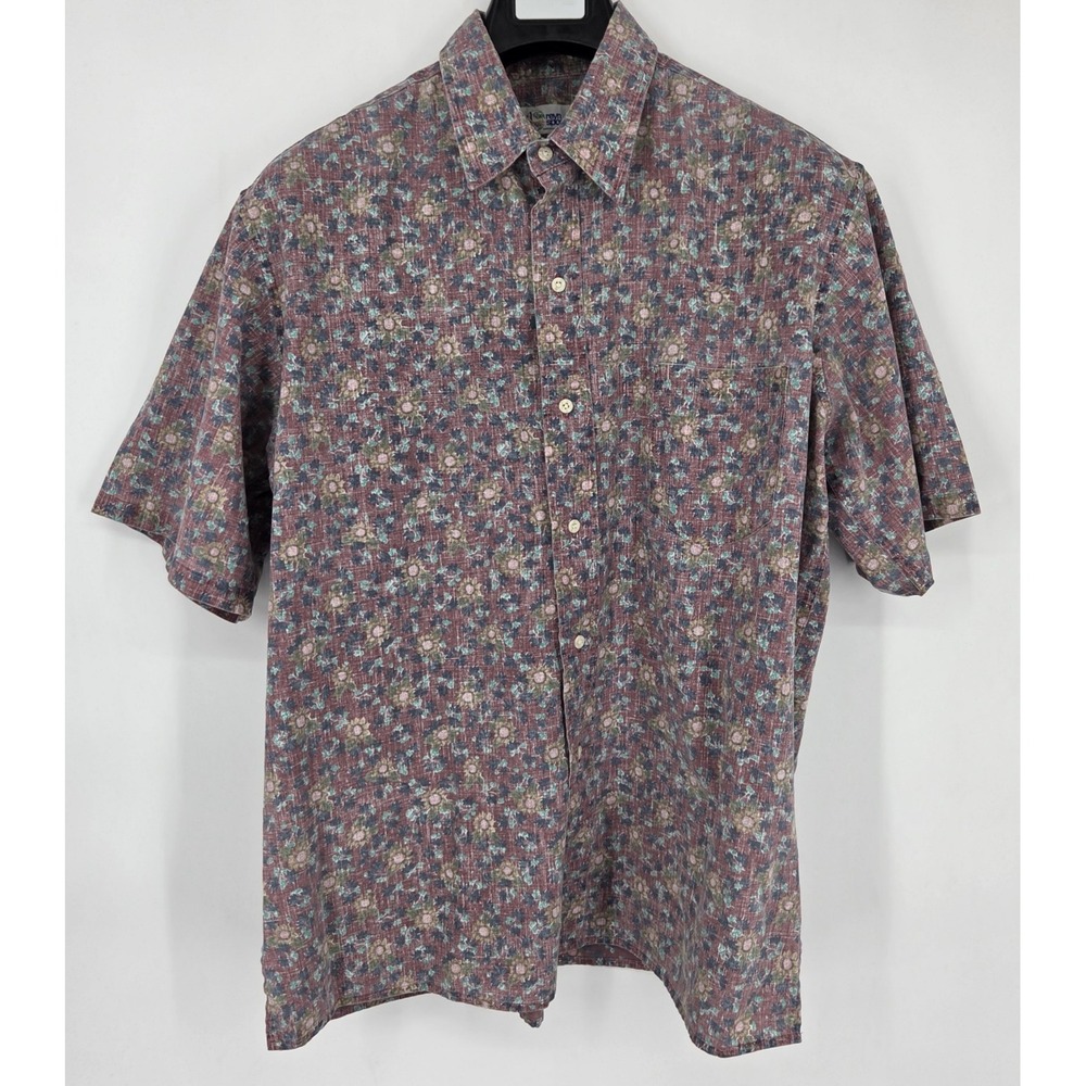 VINTAGE Reyn Spooner Men's Large Floral Short Sleeve Hawaiian‎ Reverse Print